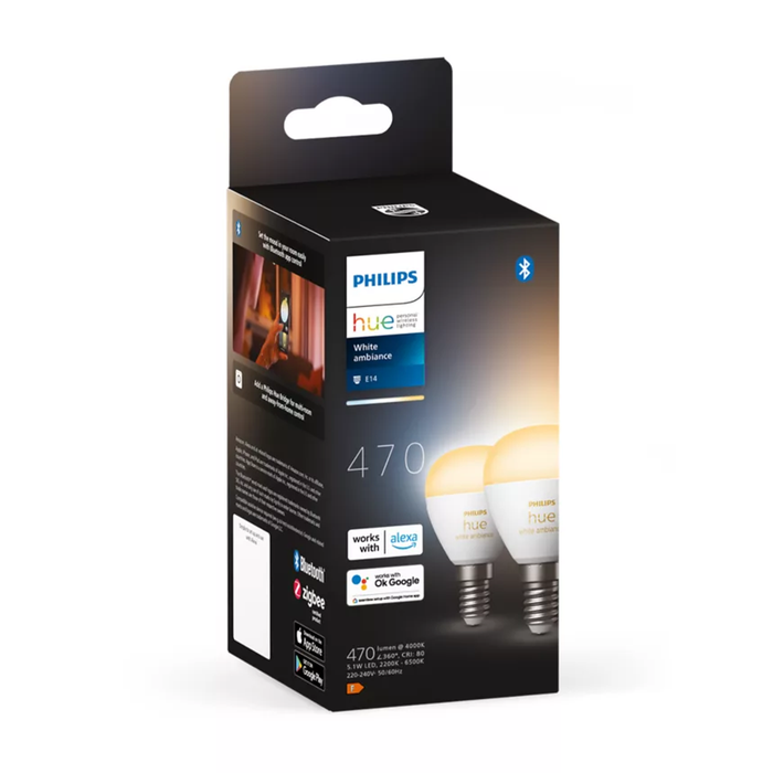 Philips Hue WA E14 Pære 470lm Bluetooth 2-pak