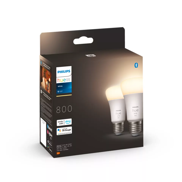 Philips Hue W E27 Pære 800lm Bluetooth 2-pak