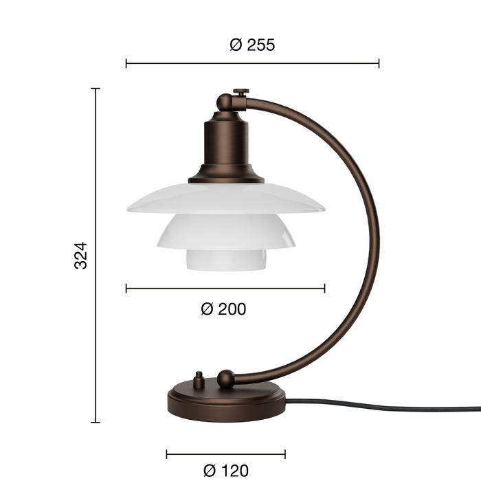 Louis Poulsen PH 2/2 Luna Bordlampe Aged Brass