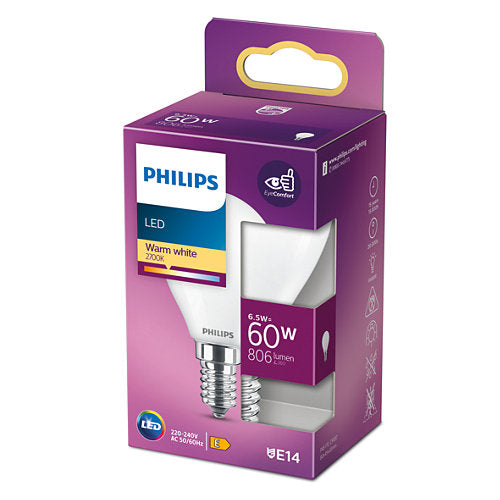 Philips LED E14 Kronepære 6.5W ~ 60W